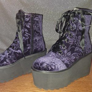 Killstar Vampire's Boots Kiss Plum New w/ Box